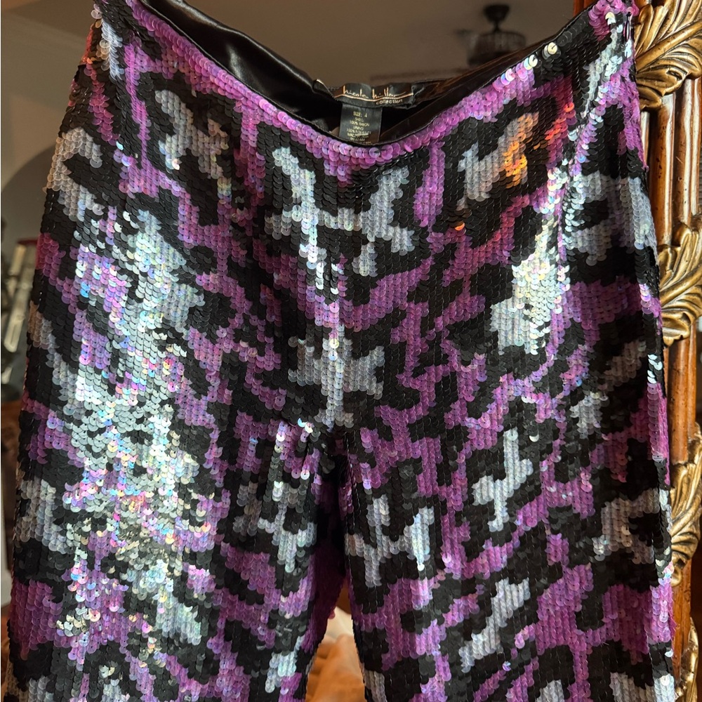 Nicole Miller Purple Sequin Pants